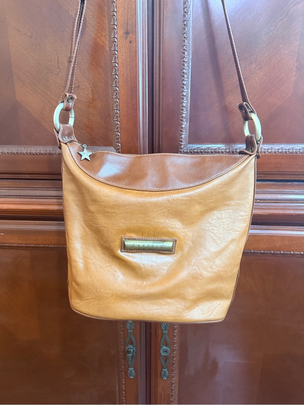 Capezio Two-Tone Vintage
Leather Shoulder Bag/crossbody
|Bronze Hardware | EUC - Picture 6 of 14